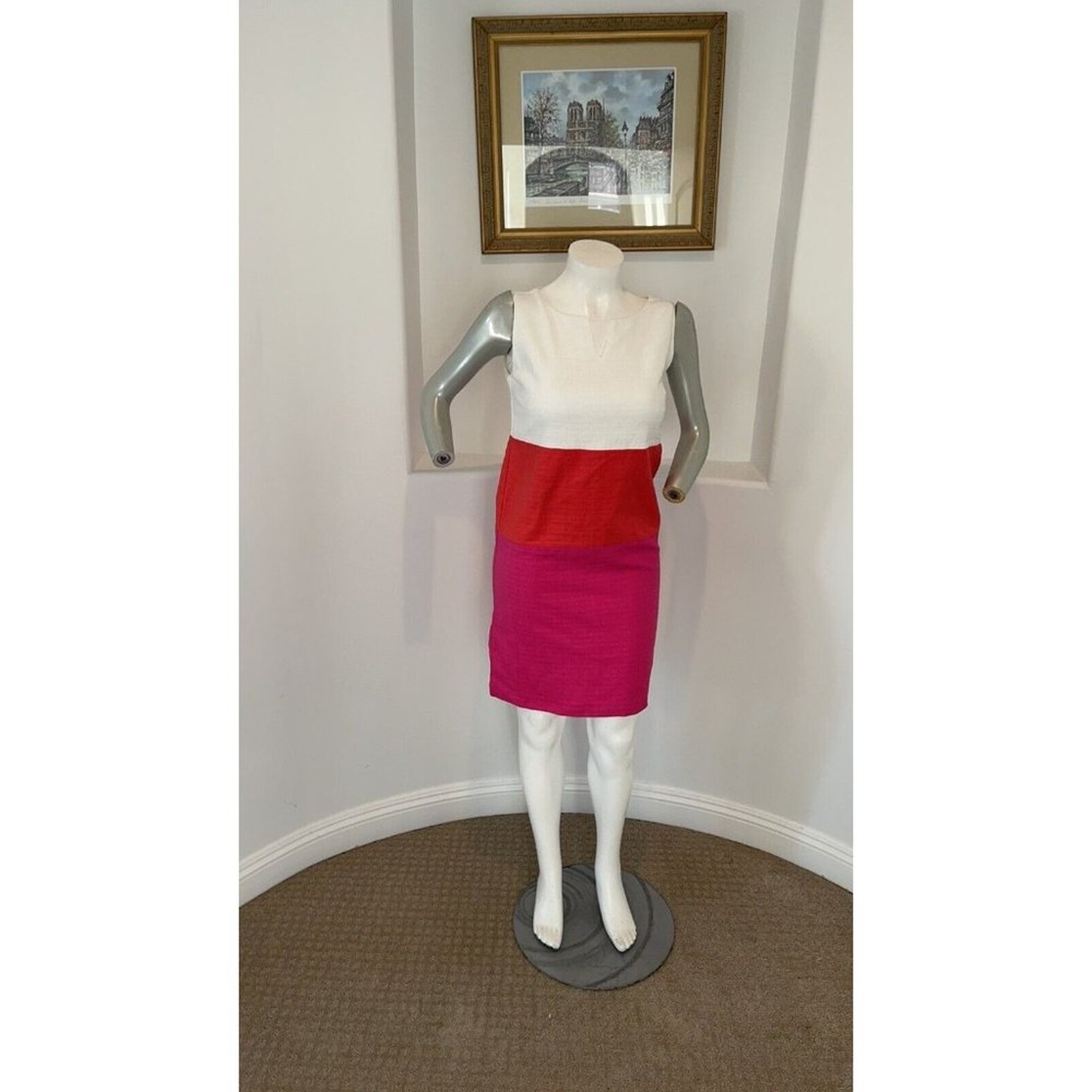 Talbots Sleeveless Color Block Sheath Dress Size 16